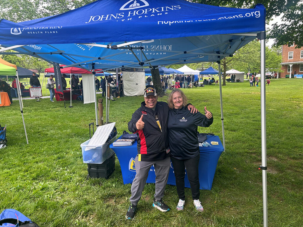 Johns Hopkins Health Plans tent at the Veteran Celebration event at Carroll County Farm Museum.